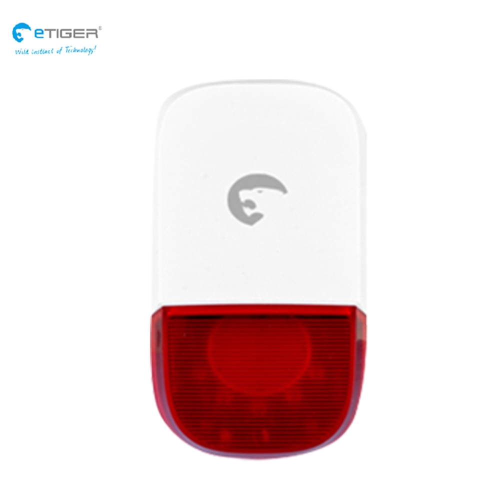 Etiger ES-S7B Draadloze 433Mhz Strobe Sirene Geluid Alarm Strobe Knipperlicht Geluid Sirene Voor Home Security Beschermen Alarmsysteem