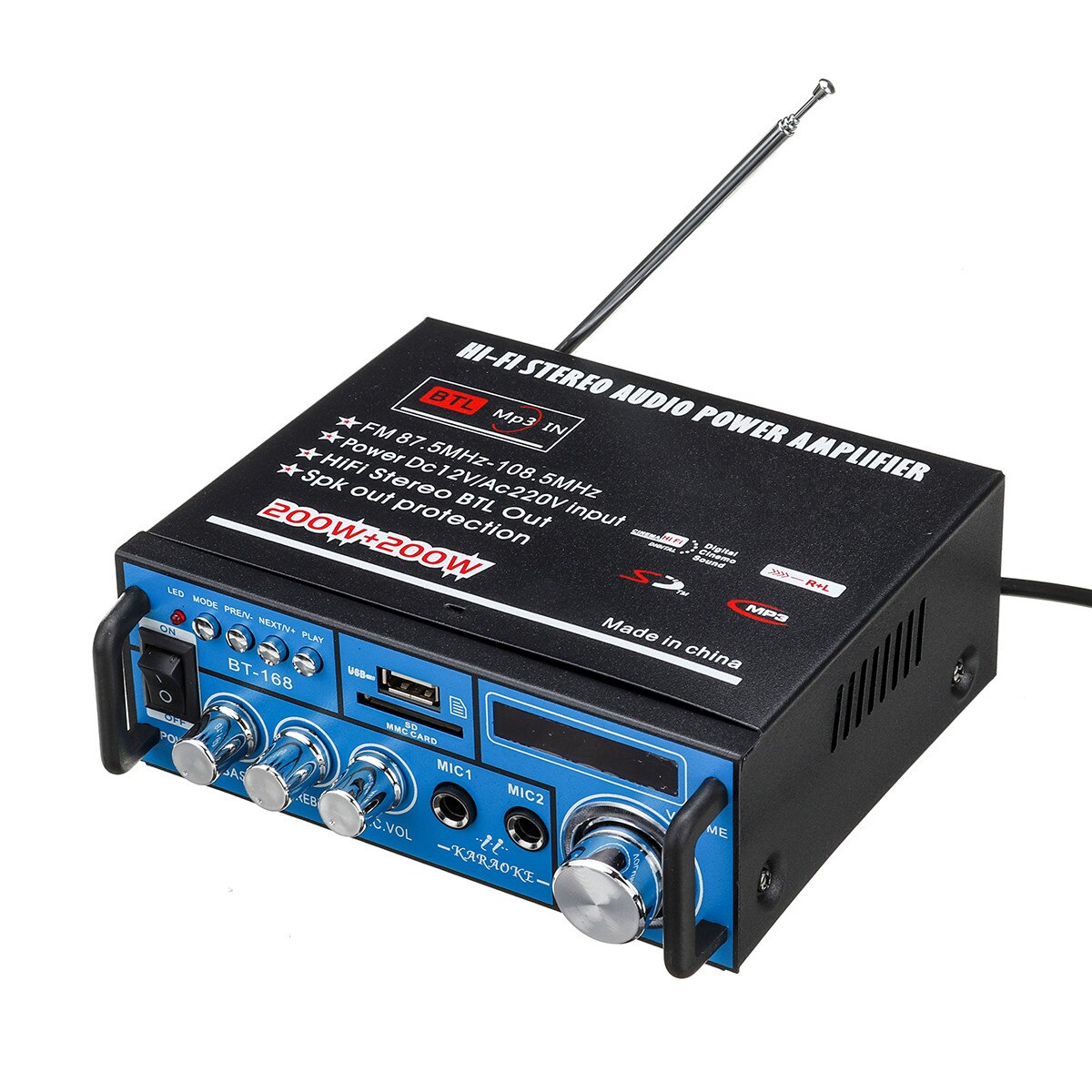 12/220V 400W Car bluetooth Audio Amplifier Digital Power Amplifier 2CH Stereo HiFI Auto Tuning Home Subwoofer With Remote