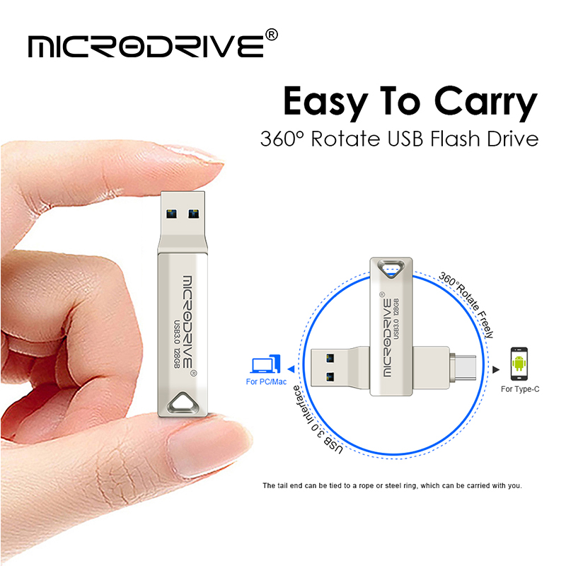 2 in 1 OTG USB 3.0 & usb-C Flash Pen Drive Memory Stick Usb3.0 flash disk 128 GB 256G 512G Type C Pendrive