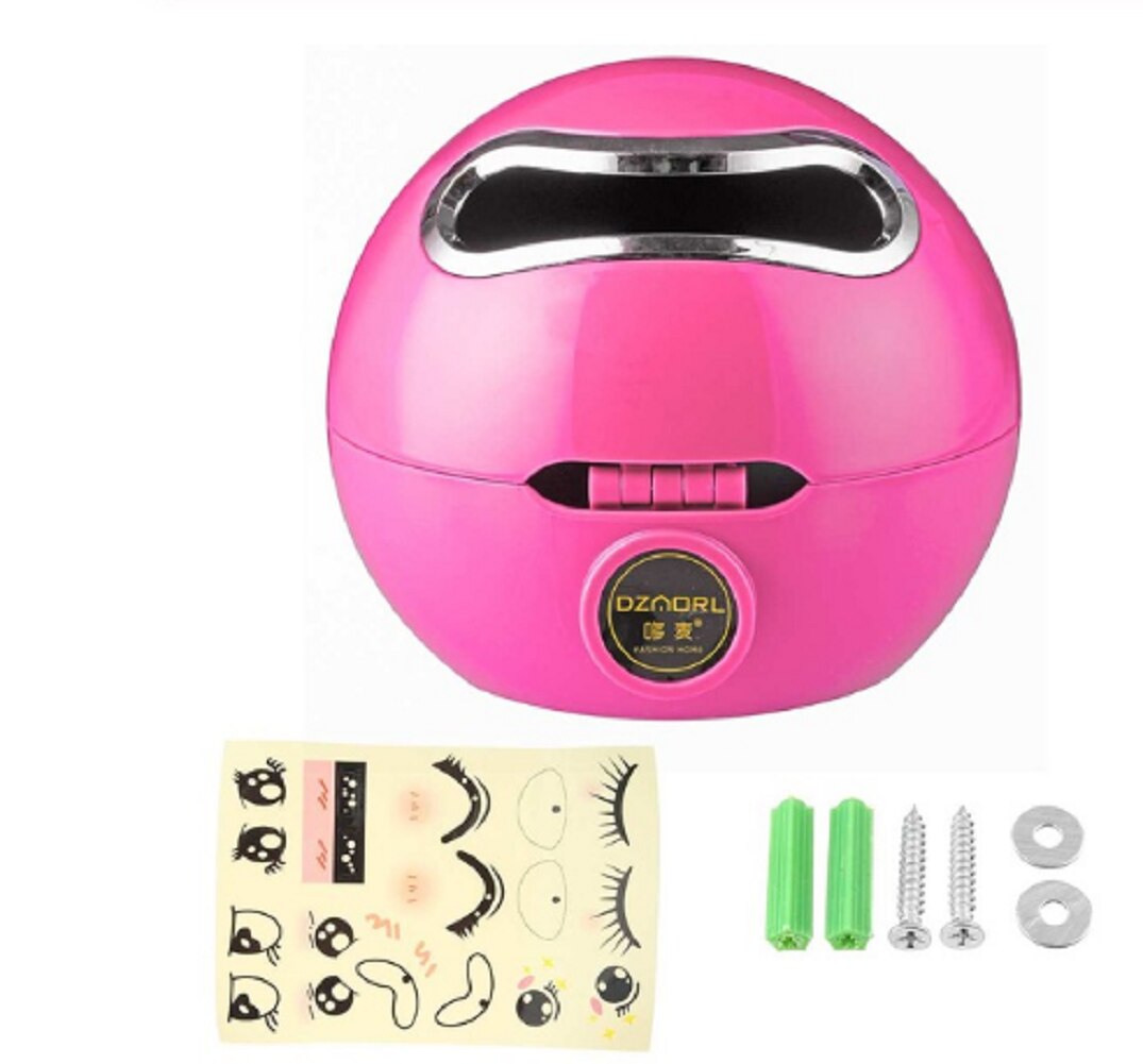 Round Fun Face Wall Mounted Tissue Holder Bathroom Toilet Roll Paper Storage Box: Pink