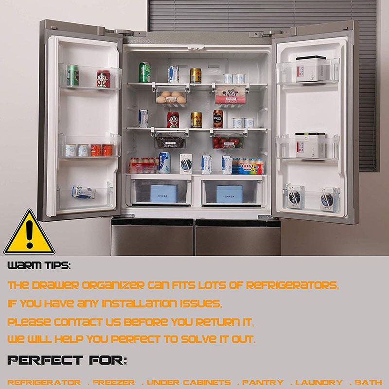 Retractable Refrigerator Storage Drawer Adjustable Refrigerator Organizer Drawer Basket Pull-out Fresh Spacer Layer Storage Rack