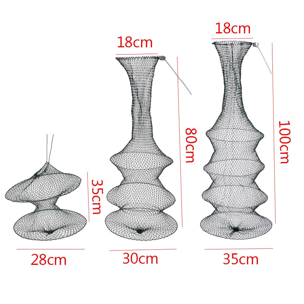 Cast Fish Net Fishing Landing Tackle Accessory Tool Folding Round Metal Frame Nylon Mesh Crab Crawdad Shrimp Minnow Bait Trap