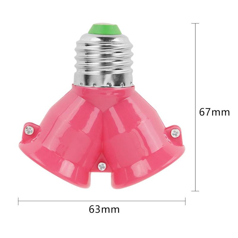 2 In 1 Double E27 Socket Base Bulb Extender Splitter Contact Adapter Converter Plug Halogen Lamp Bulb Holder Copper Fireproof: Pink