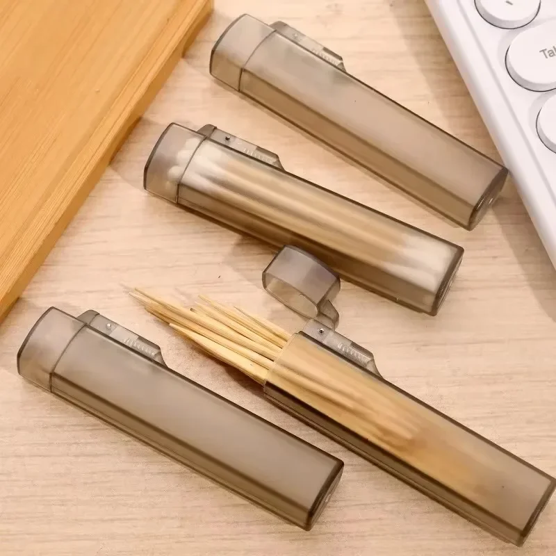 10/1 stk. bærbar gjennomsiktig tannpirkerholder gjenbrukbar tannpirkeroppbevaringsboks bomullspinneetui nåleetuier restaurantutstyr