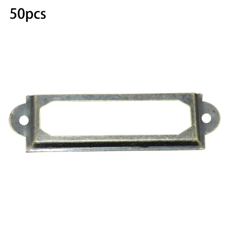 50 Pack bureau bibliothèque classeur armoire carte étiquette porte-étiquette cadre en métal QX2E: Bronze