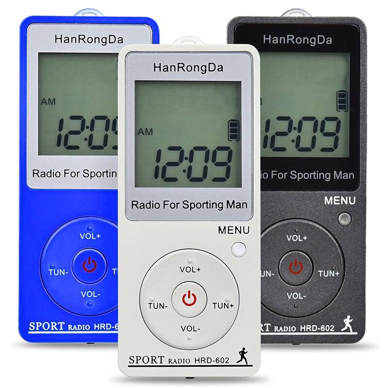 HRD-602 Radio FM AM Radio Portable Radio Receiver Sports Radio with Earphone Sports Pedometer LCD Display Lock Button Pocket