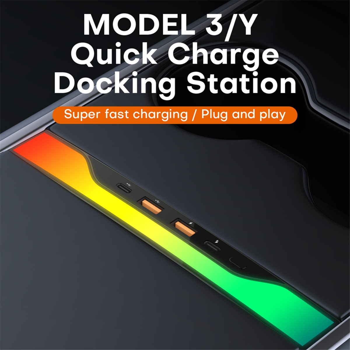 Dla Tesla Model Y Hub Usb 4-portowy 27W szybka ładowarka inteligentna stacja dokująca Adapter bocznik przedłużenie rozgałęźnika