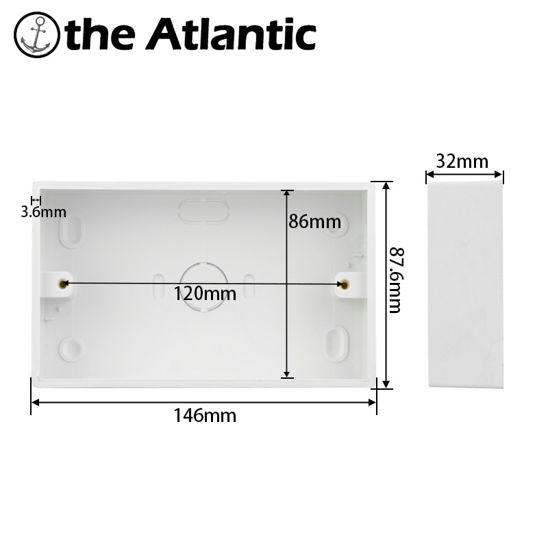 Caja de instalación externa de 146mm x 86mm, caja de conexiones externas, caja de instalación de superficie, caja exterior para enchufe de interruptor, tipo 146