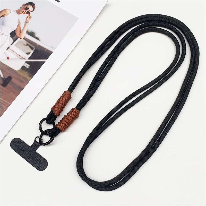 120cm Double Rope Mobile Phone Lanyard Crossbody Phone Straps Neck Clip Cord Rope Twisted Backable Outdoor Anti-loss Phone Chain: Red / Pink
