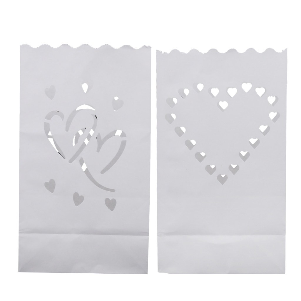 20 Pieces Heart Luminary Candle Lantern Bag Light Paper for Wedding Celebration