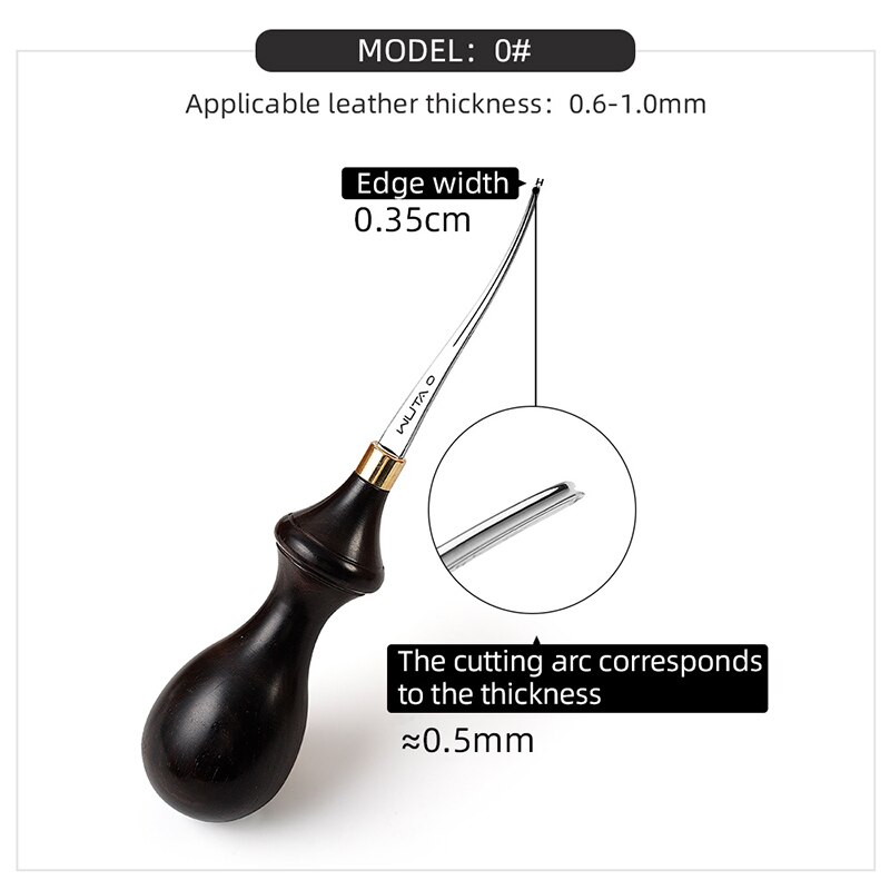 WUTA-biselador de bordes de cuero , herramientas para cuero, herramientas de trabajo de artesanía, cortador de mango de ébano de acero con troquel DC53, cortador de bordes, Creaser, en 6 tamaños: Gris claro