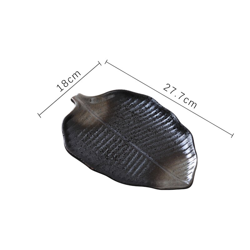 Ceramic Dinner Plates Vegetable Dish Leaf Shape Tableware Sashimi Sushi Dish Hotel Restaurant Cooking Plate Snack Desserts Tray: 10 inch