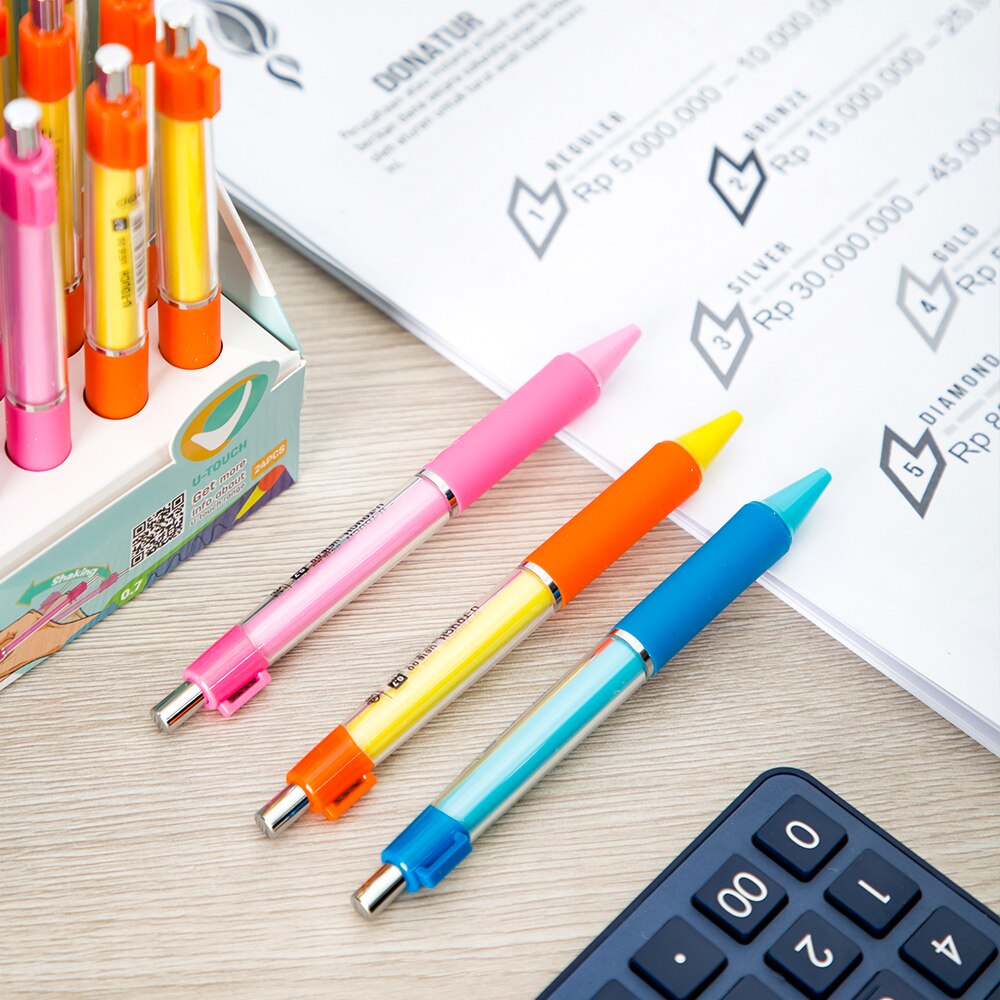 DELI EU615-portaminas Kawaii de coreano, lote de 3 unidades, lápices bonitos de 0,7mm/0,5mm, suministros para estudiantes escolares con agarre suave automático