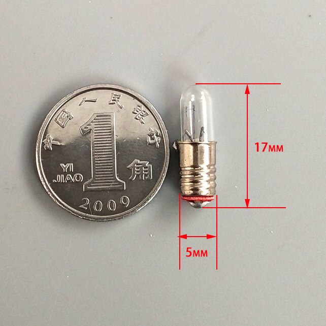 E5 Mini Indicator Light Bulb Screw 5x17mm 6.3V 12V 24V 0.1A Small Signal Indicator Lamp Yellow Light X100