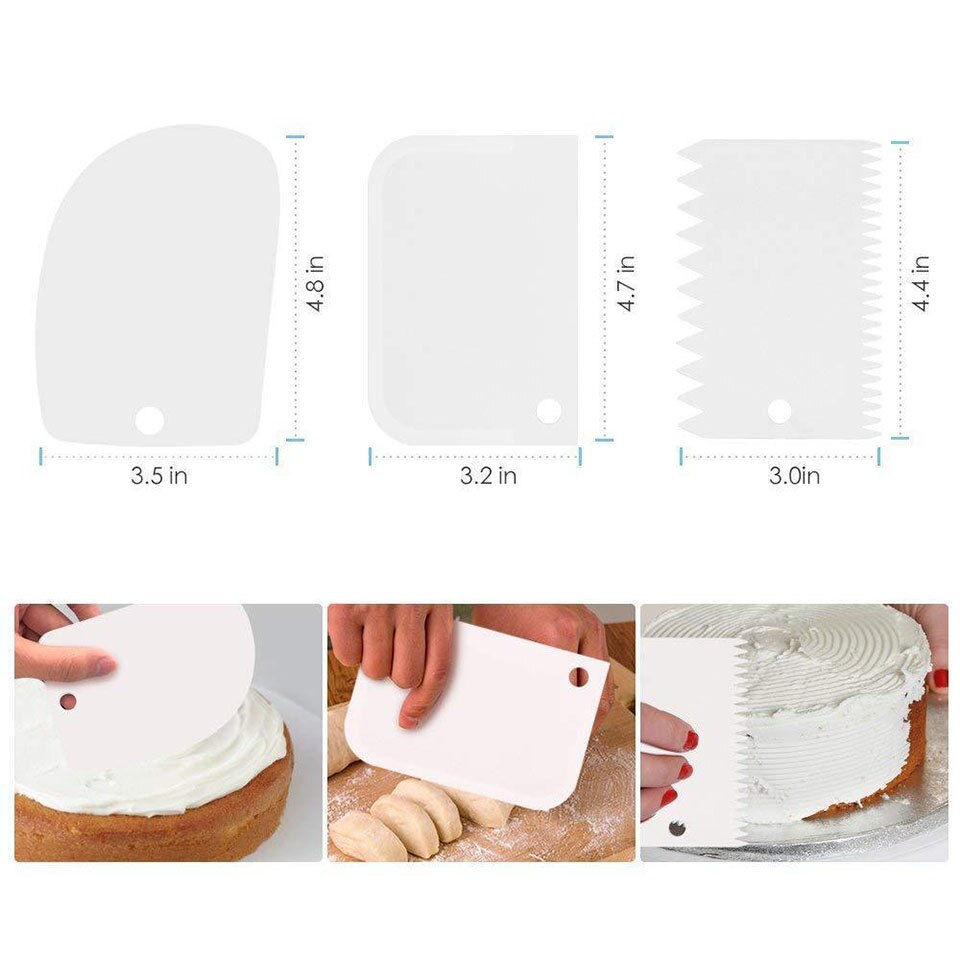 6Pcs 11 Inch Roterende Taart Draaitafel Met 2 Icing Spatel Icing Soepeler Revolving Cake Stand Wit Bakken Taart Decoreren