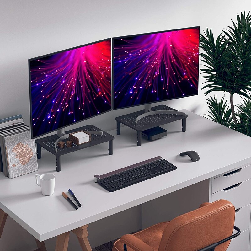 AAAJ-Stainless Steel Adjustable Monitor Riser Stand for Laptop, Desktop, Printer ,Top-Vented, Anti-Skid Computer Laptop Desk