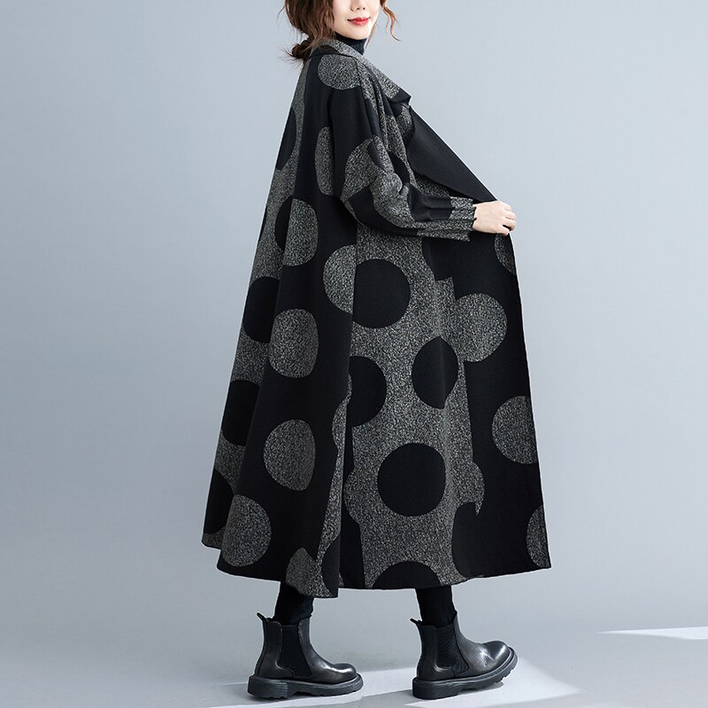 Abrigo con estampado de lunares para mujer, gabera holgada oversizd, estilo informal, cortavientos