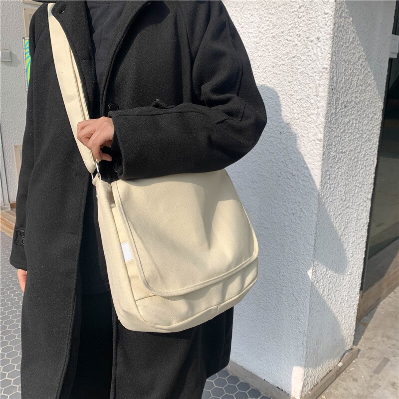 Grote Canvas Vrouwen Crossbody Bag Vrouwelijke Toevallige Handtas Grote Katoenen Doek Koreaanse Meisje Studenten Schouder Satchel Tas Voor School