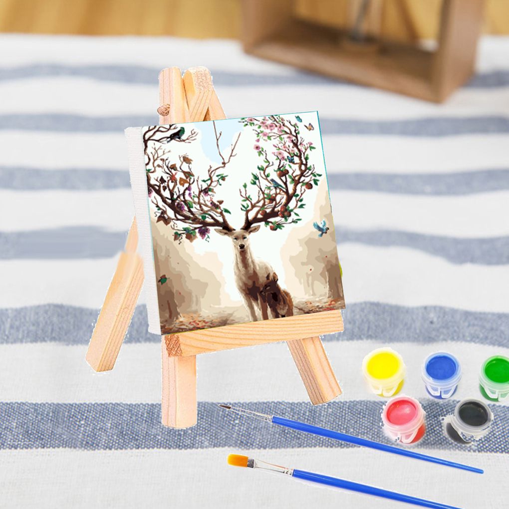 5 Set Mini Leeg Canvas Schilderij Acryl Verf Schildersezel Kunst Levert Kunstenaar Briefpapier Kids