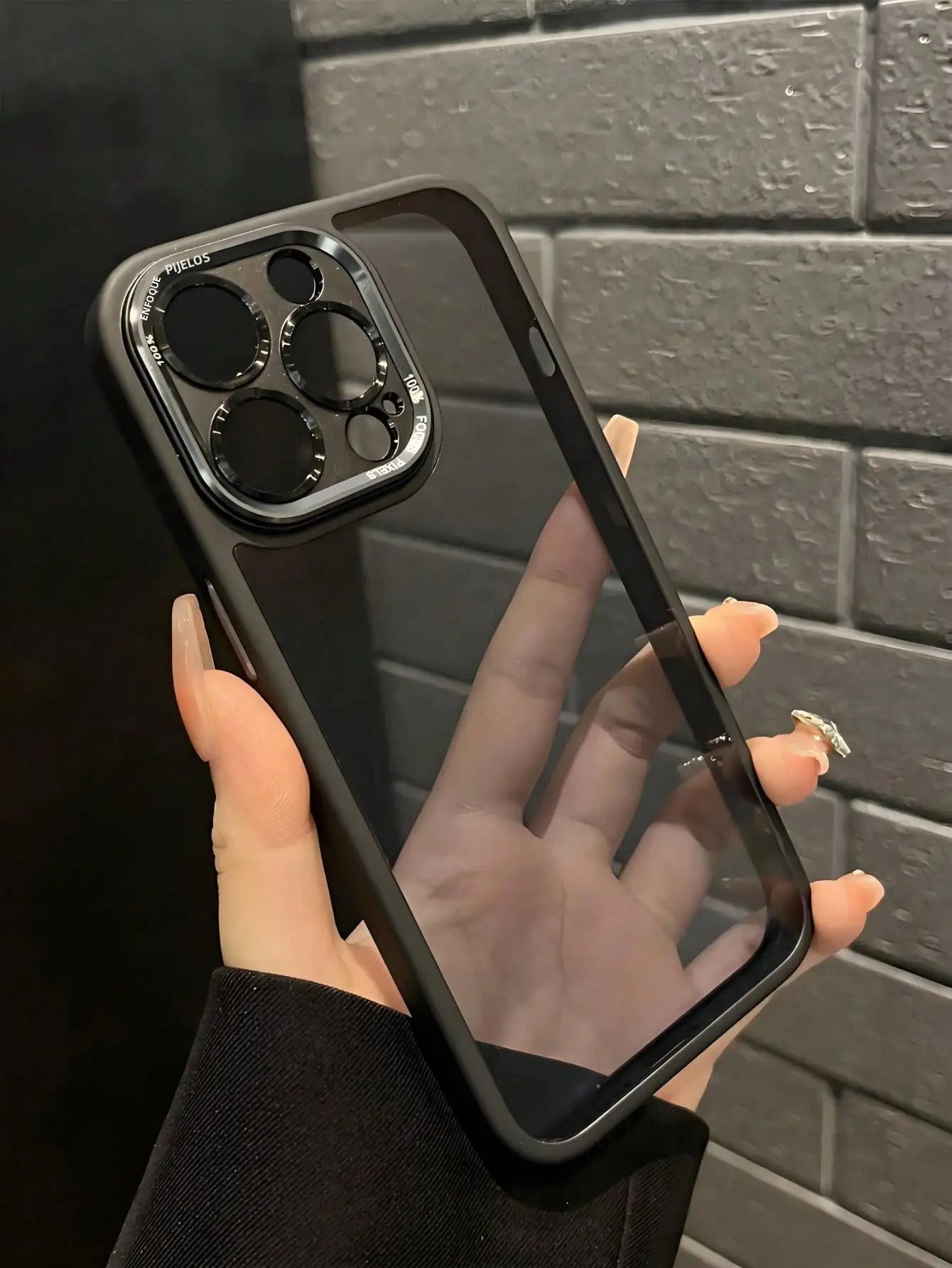 Funda de metal de lujo para cámara transparente mate con letras para iPhone 16E/16/15/14/13/12 pro Max/11 - Cubierta protectora de lente