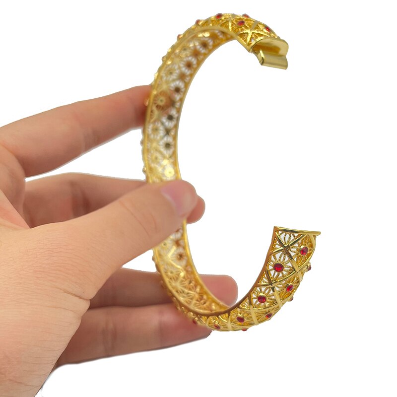 1Pcs Romantische Armbanden 24K Gold Kleur Dubai Armbanden Voor Vrouwen Afrika Armband Ethiopische Bruid Huwelijkscadeau