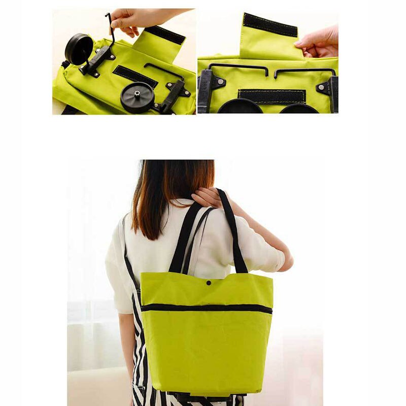 Caddie de Shopping pliable avec roulettes debout, extensible, réglable, grand espace, organisateur, sacs de courses portables