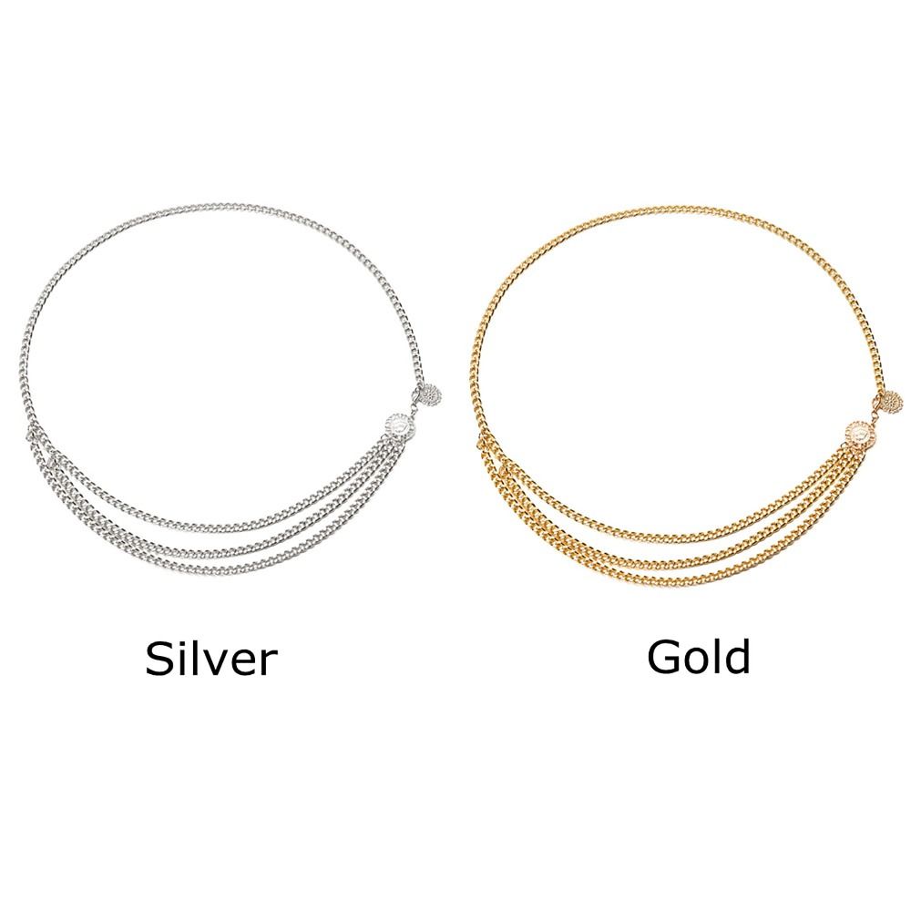 Antika smycken etnisk stil kroppskedja justerbar retro metallkedja bälte kroppstillbehör guld midjebälte kvinnor