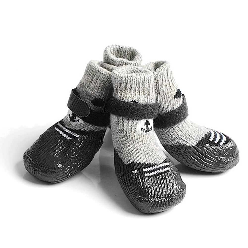 2 paar antislip sokken voor thuis, hardhouten vloeren, winterpootbescherming voor honden, elastisch, sterke tractiecontrole met verstelbare banden: Zwart / S