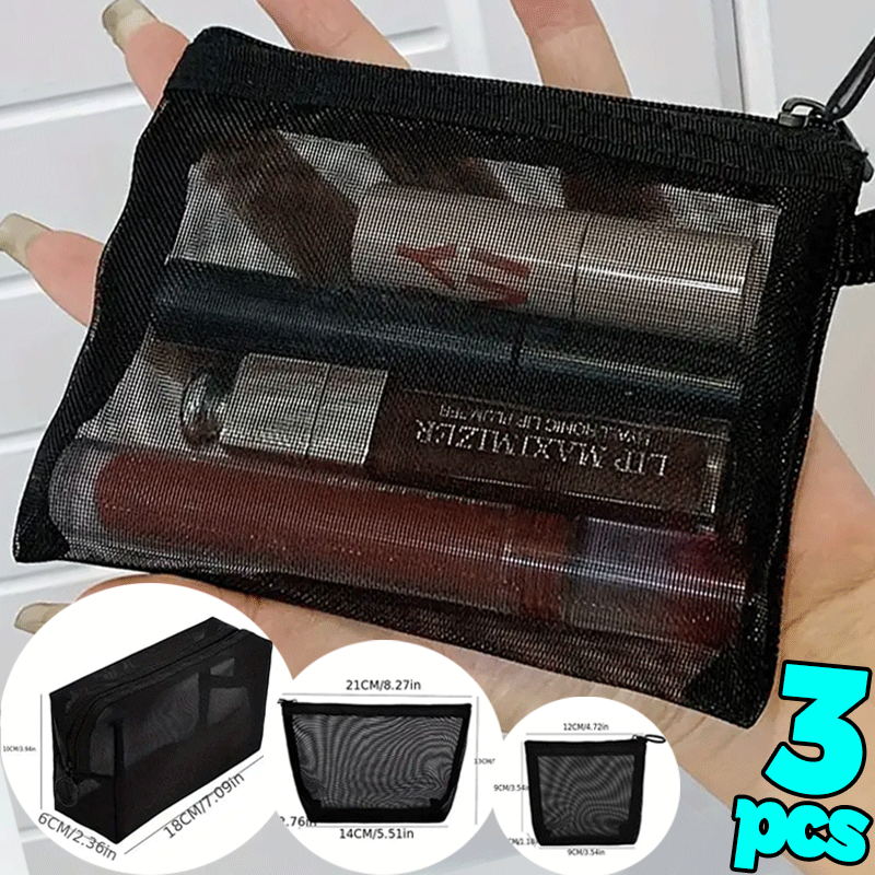 1/3 szt. Siatkowe przezroczyste torby kosmetyczne mała duża czarna kosmetyczka przenośny podróżny organizer na przybory toaletowe etui robić przechowywania szminek