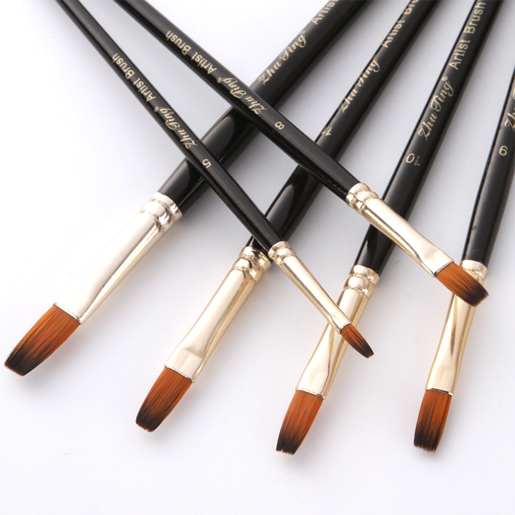 12pcs Painting Brushes Practical Flat Artist Paint Brushes