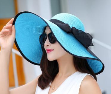 24colors Womens Sun Straw Hat Wide Brim UPF 50 Summer Hat Foldable Roll up Floppy Beach Hats for Women Big Bowknot: 14