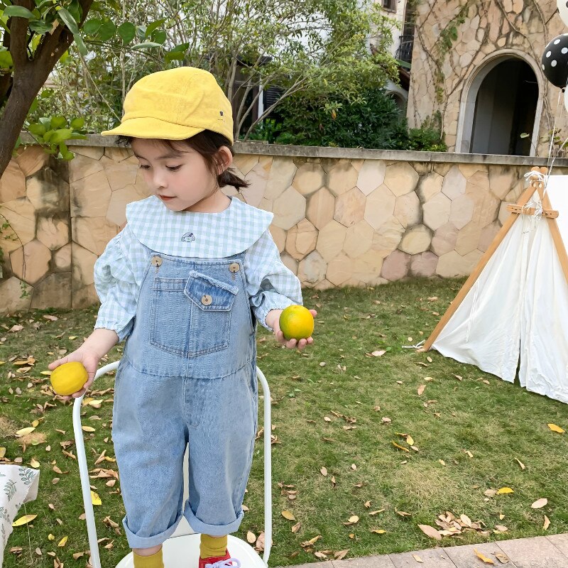 Primavera Outono meninos meninas denim macacões 2020 calça jeans moda infantil suspender calças crianças solto oversized