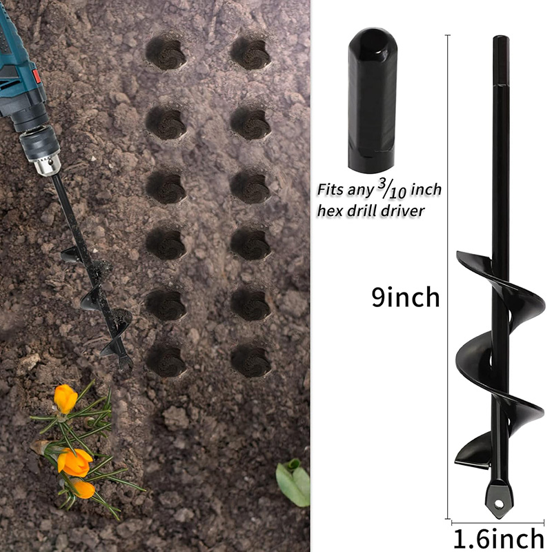 Herramienta de excavación de agujeros para plantar plantas, taladro de suelo rugoso, suelo blando de jardín, girar, excavar, zanahoria, herramienta de plantación