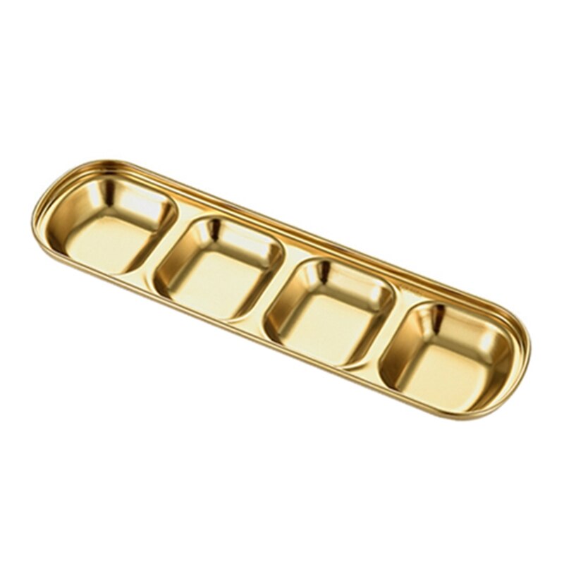 304 aço inoxidável pimenta assada pratos de molho de carne wasabi tigela separada sushi vinagre placas de soja talheres comida tempero bandeja: Gold 04