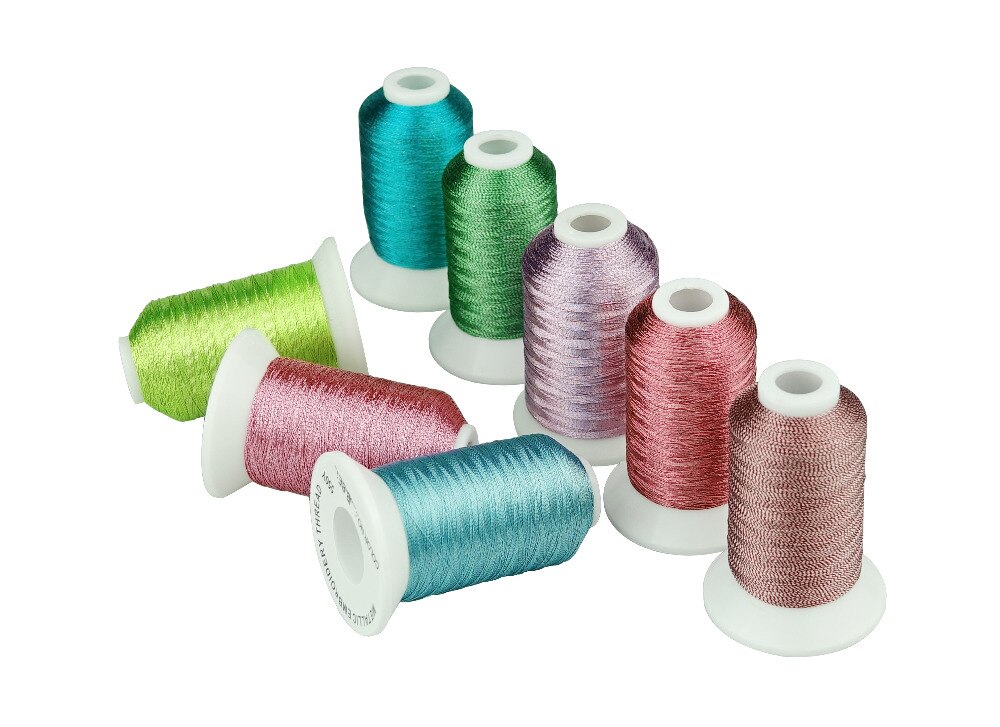 SIMTHREAD 8 Heldere Kleuren/kit Metallic Borduurgaren 550 Yards/Cone voor Thuis Machine