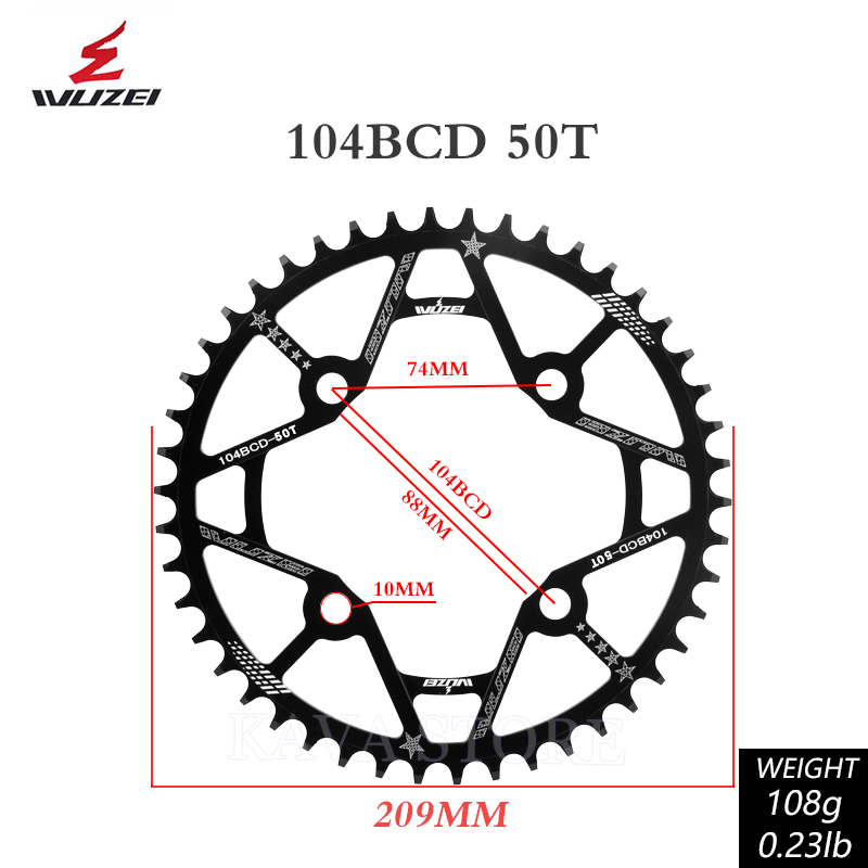 Wuzei 104BCD MTB Kettingblad Smalle Brede 104 BCD Kroon Mountainbike Tandwiel 30 32 34 36 38 40 T Fiets Ster Fiets Kettingwiel: Licht Groen