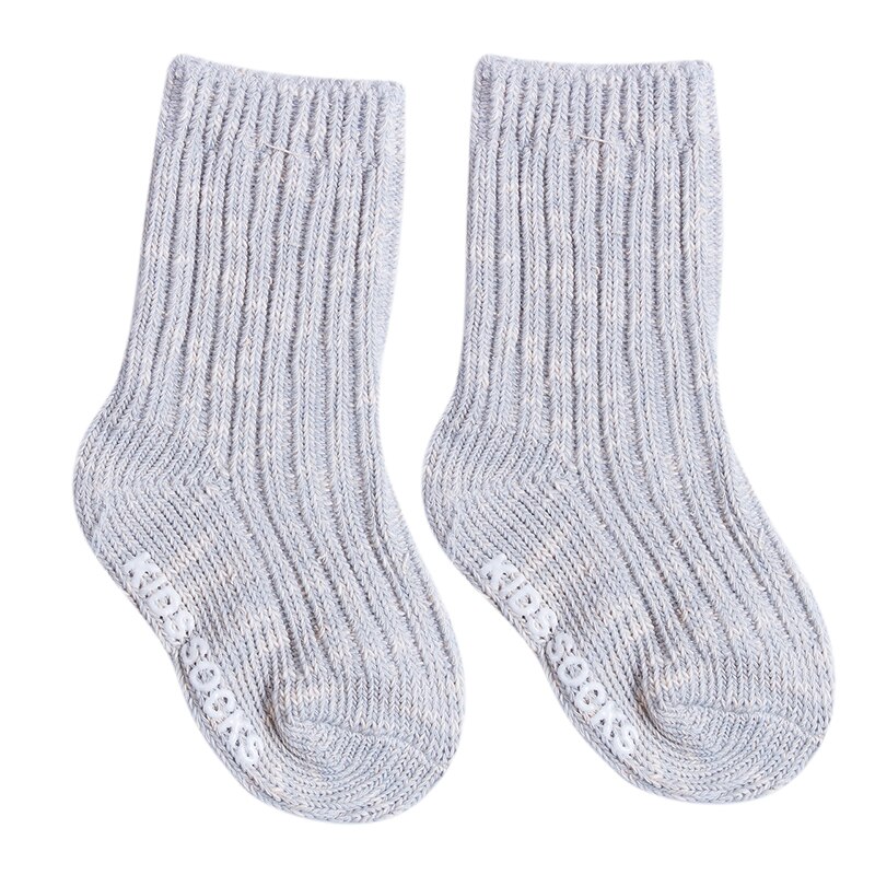 Kids Socks Cotton Baby Anti Slip Soft Socks Solid Color Autumn Winter Warm Casual For Boy Girl Toddler 0-4T: Gray / 24M