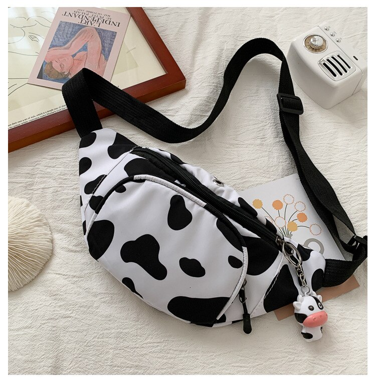 Piterek damski, modny nadruk zwierzęta saszetka biodrowa torba na klatkę piersiowa z regulowanym paskiem czarny biały 2021 w nowym stylu: Default Title