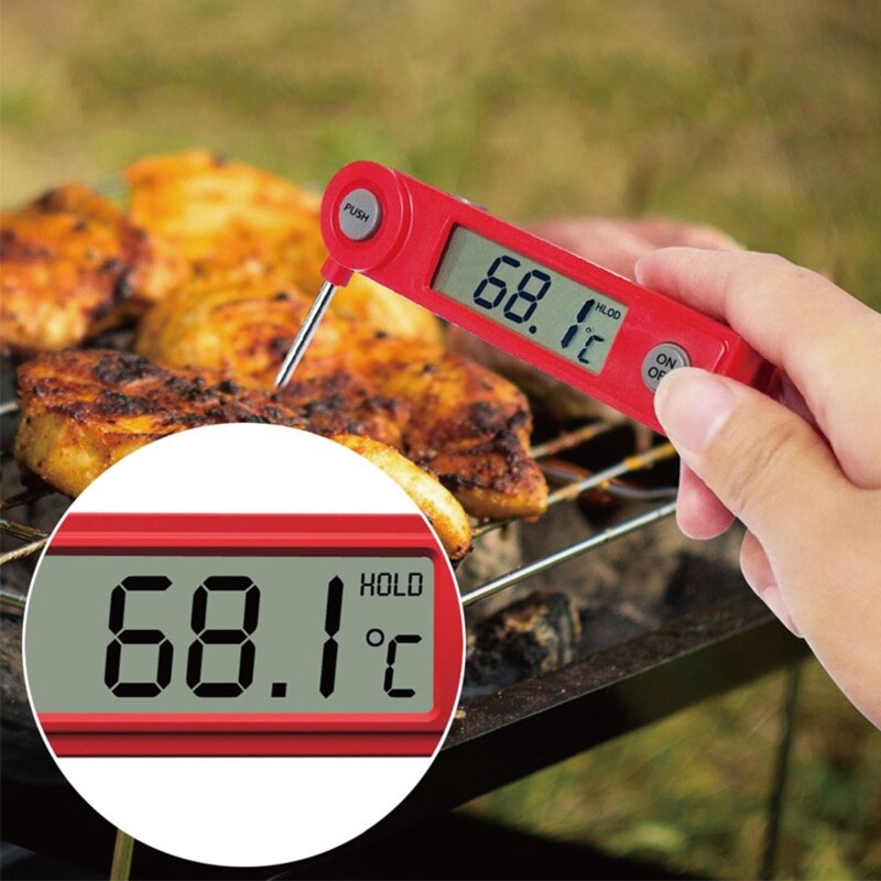 Digitale Probe Thermometer Opvouwbare Voedsel Bbq Vlees Oven Vouw Keuken Thermometer G6DA