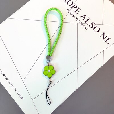 Mobile Phone Straps rope clover flower short hand rope universal squishy for key lanyard neck lanyard neckband anti-stress: green