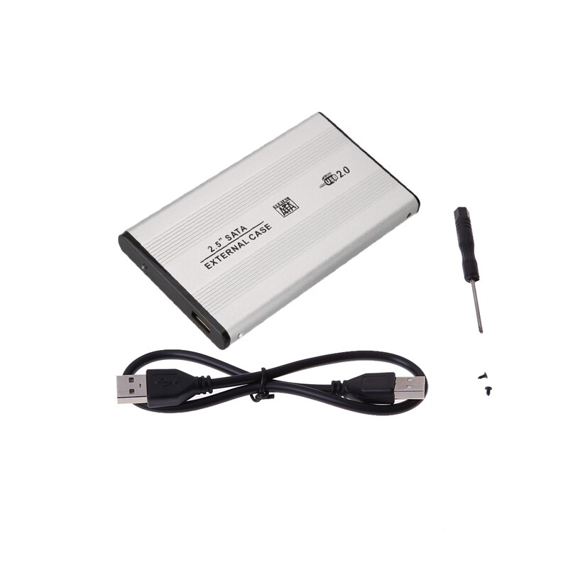 2.5inch USB 2.0 External HDD Enclosure 3TB 480mbps High Speed Aluminum HDD Drive Case for 2.5" SATA Hard Disk: Sliver HDD case
