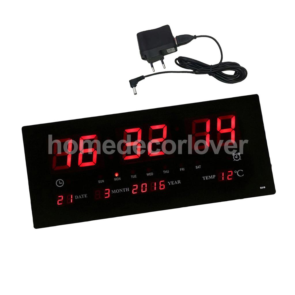 Extra Big Screen LED Office Wall Clock Alarm Clocks 24H Calendar -Time - Days -Week -Year Temperature Meter Projection Clocks EU