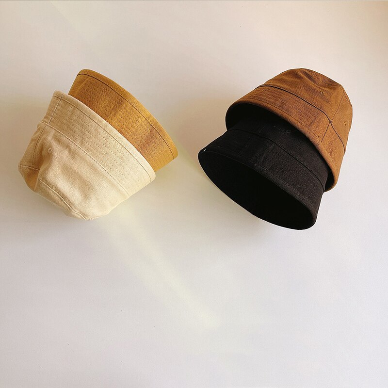 Cappello da pescatore estivo per bambini cappello da pescatore in cotone per bambini tinta unita cappello da sole per bambina Casual per bambini