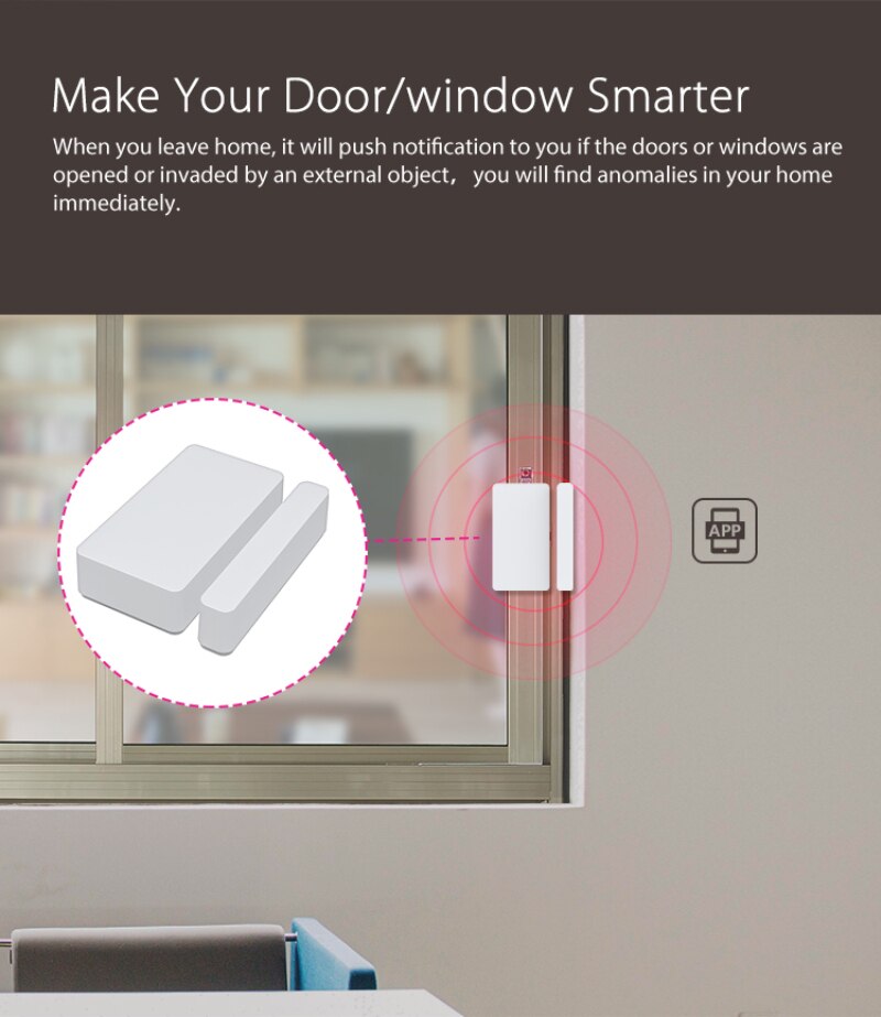 Tuya Wifi Door Window Entry Sensor Alarm Burglar Home Security Warning System Work Google Assistant Alexa Window Door Sensor