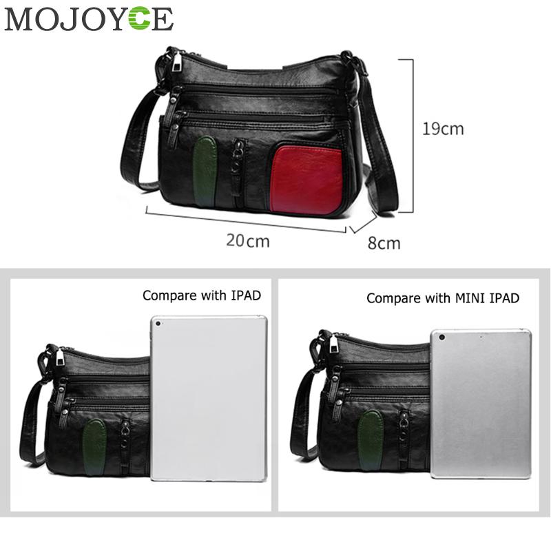 mujer bandolera bolso de cuero PU suave Multi-Bolsillo cremallera señoras chicas compras bandolera