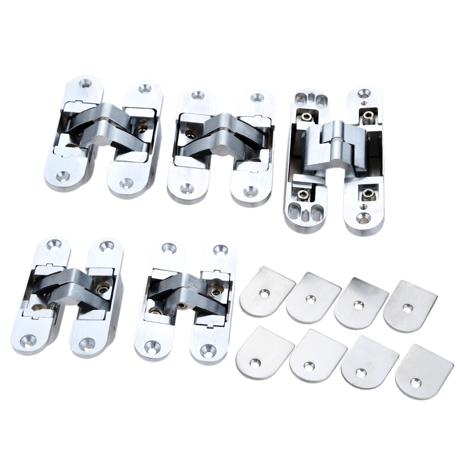 DRELD 2Pcs Zinc Alloy Hidden Hinges Multi Size Invisible Concealed Folding Counter Door Hinge With Screw Furniture Hardware