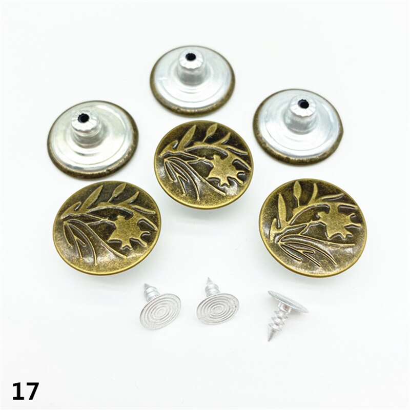20 piezas 20mm bronce de botón de Metal para pantalones Shank botón para prendas de vestir pantalones ropa de costura Accseeories hecho a mano # Ro: 17