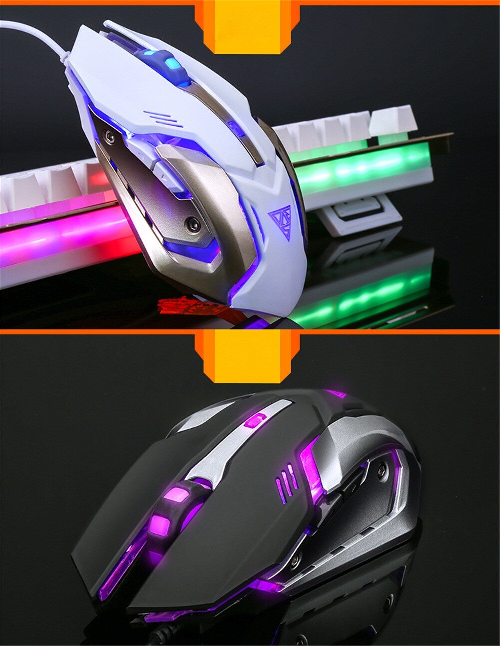 V1 Gaming Keyboard Mechanical Keyboard and Mouse Combos 104 Key USB Wired RGB LED Backlit Keyboard 3 Color Switches for PC L0308
