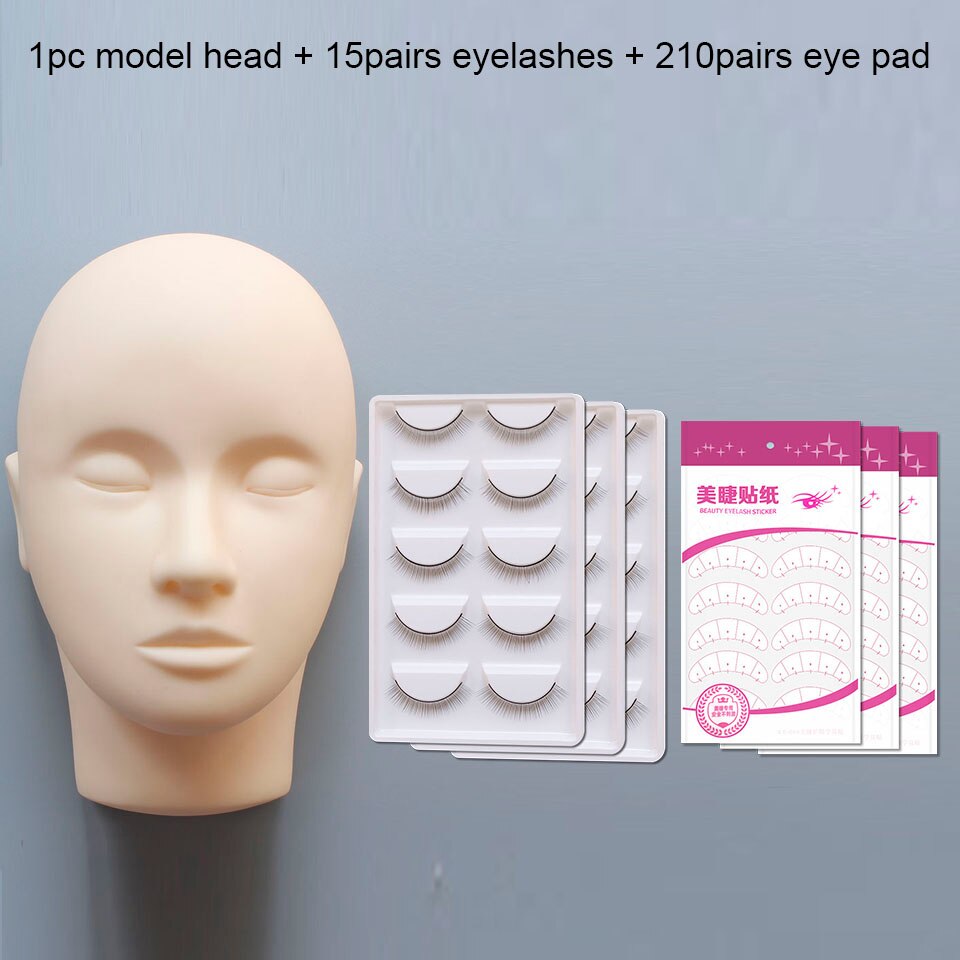 Pro Training Mannequin Platte Kop Praktijk Make Up Wimpers Wimper Extensions, Opleiding Hoofd Oefenpop Kosmetiek Pop Hoofd: 1head 3boxes 3bags