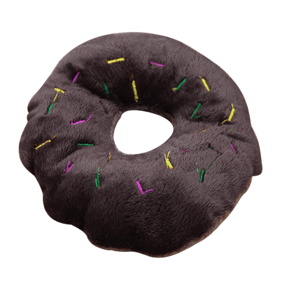Donut Pet Toy Cartoon Squeaker Quack Sound Dogs Cats Chew Bite Cute Plush Play Puppy Playing Training Funny Chewing
